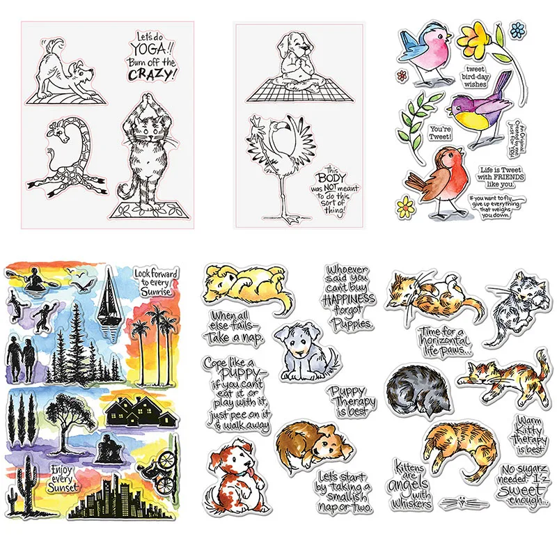 

"Let's Do Yoga!" Animals' Party Transparent Silicone Clear Stamp for Scrapbooking Diy Craft Decoration Soft Stamp New 2021