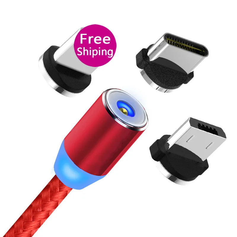 Магнитный кабель для передачи данных 3 в 1 Круглый нейлоновый зарядки мобильного