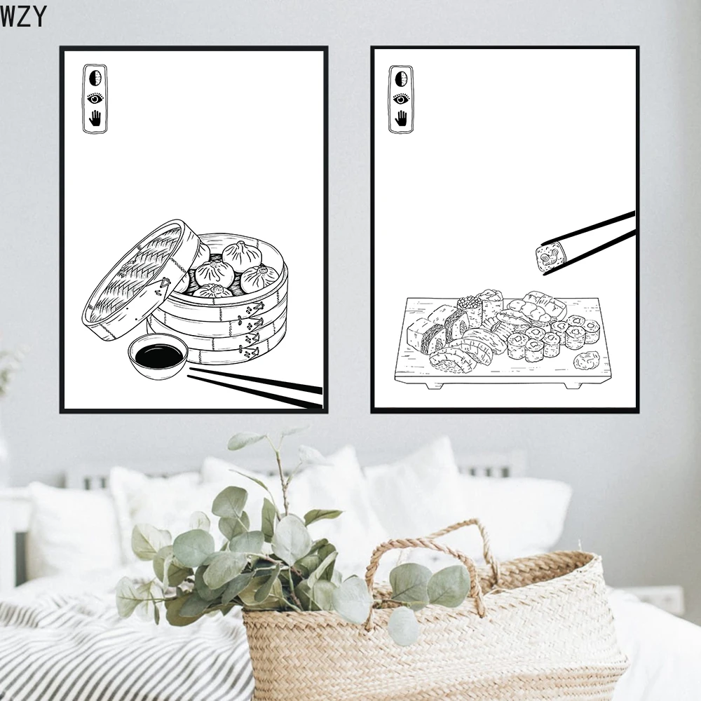 

Japanese Food Wall Art Prints Dumplings Kitchen Art Canvas Painting Pictures For Living Room Sushi Gift Poster Home Decor