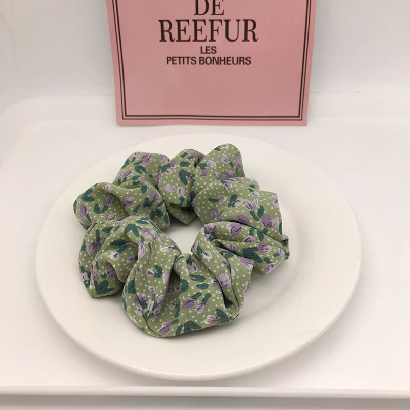 

1PC Large Intestine Hairband Floral Female Simple Wide-Brimmed Ponytail Hair Bands Retro Style Hair Accessories for Women