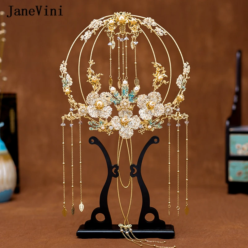 JaneVini роскошный свадебный веер с золотыми кристаллами золотые цветы Бабочка