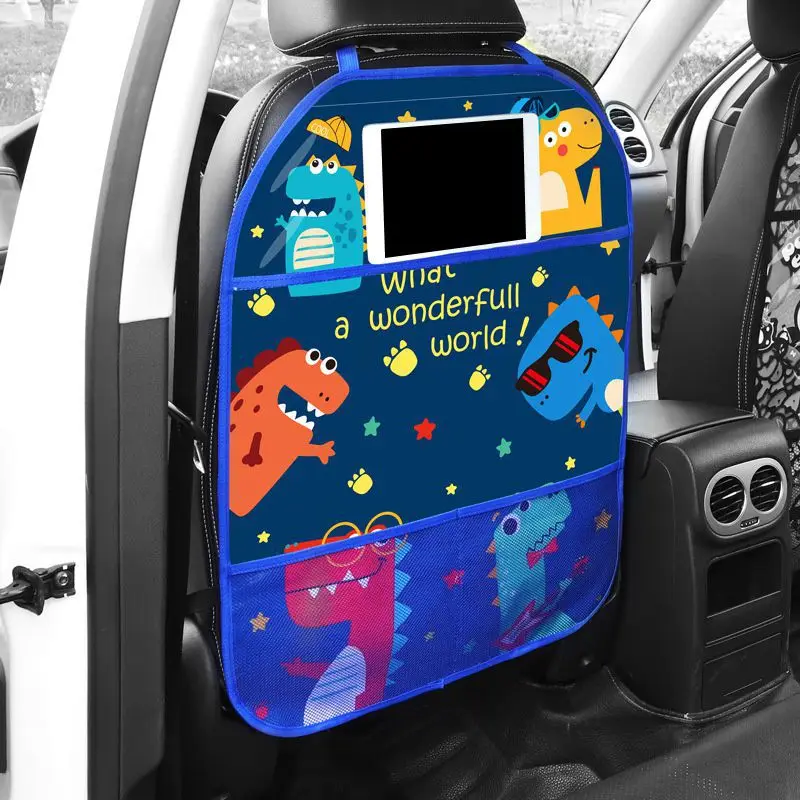 

1PCS Car Seat Back Cover Protector for Kids Cartoon Car Anti Kick Mat with Bag Waterproof Car Anti Kick Pad Car Storage bags