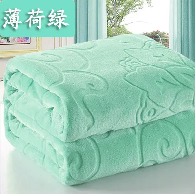 light green Новинка, зимнее постельное белье, одеяла, микрофибра, тиснение, домашнее одеяло, для путешествий, пикника, не скатывается, текстиль, милый плюш, шерсть, пушистое одеяло - Цвет: light green