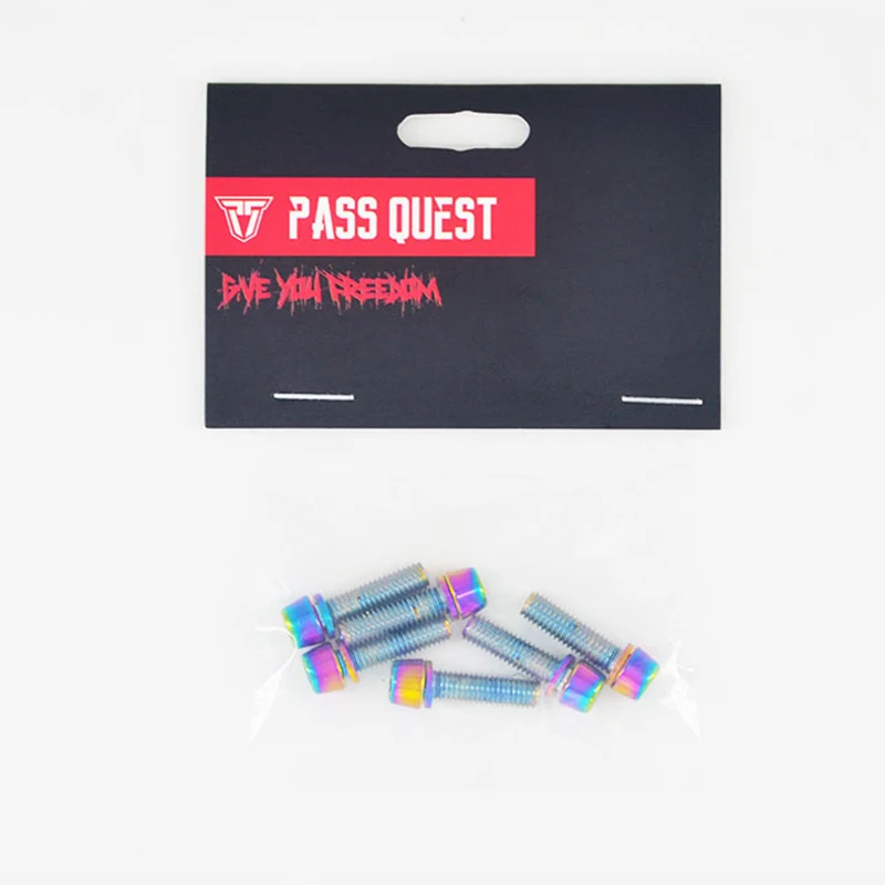 

10packs PASS QUEST Titanium-plated bright color Mountain road bike handle screw m5*18mm 304 stainless steel Accessories screw