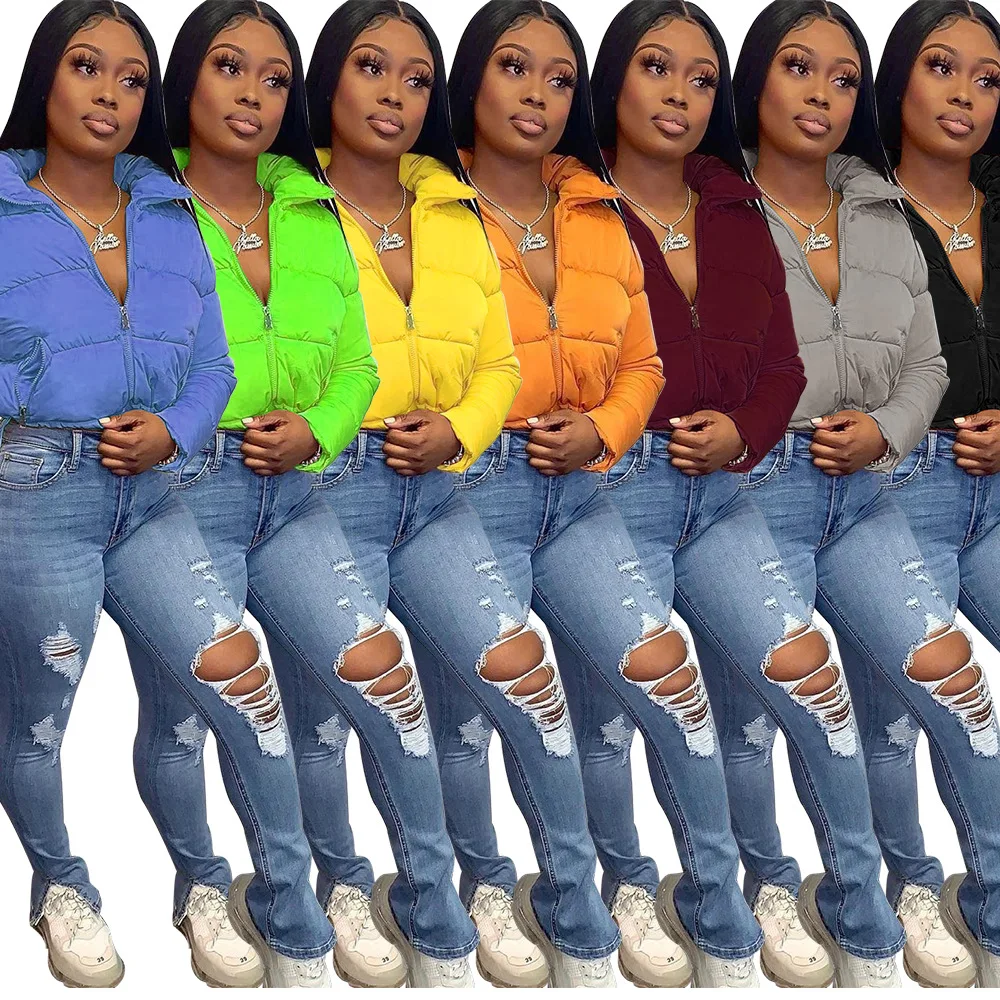 Однотонный короткий пуховик для женщин уличная Теплая парка плотная