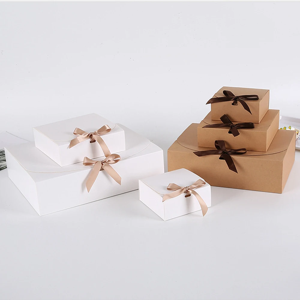 

1PCS White/Kraft/Black Gift Box Event & Party Supplies Packaging Wedding Birthday Handmade Candy Chocolate Packaging.