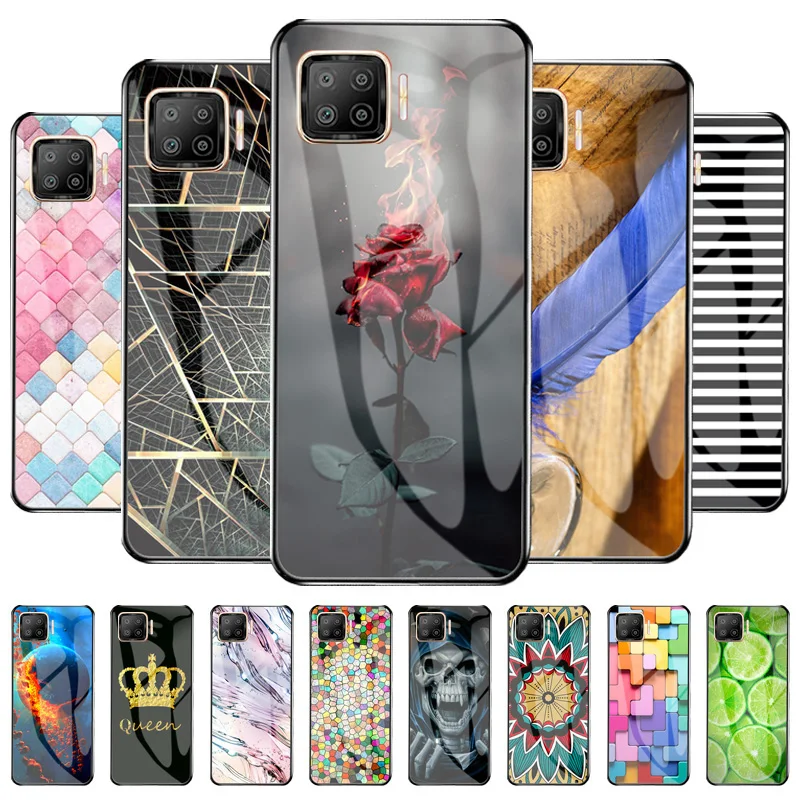 

Tempered Glass Case For OPPO F7 Phone Case Silicone Bumper Funda On OPPOF7 PH1819 CPH1821 Shockpro Back Cover Painted Bag Casing