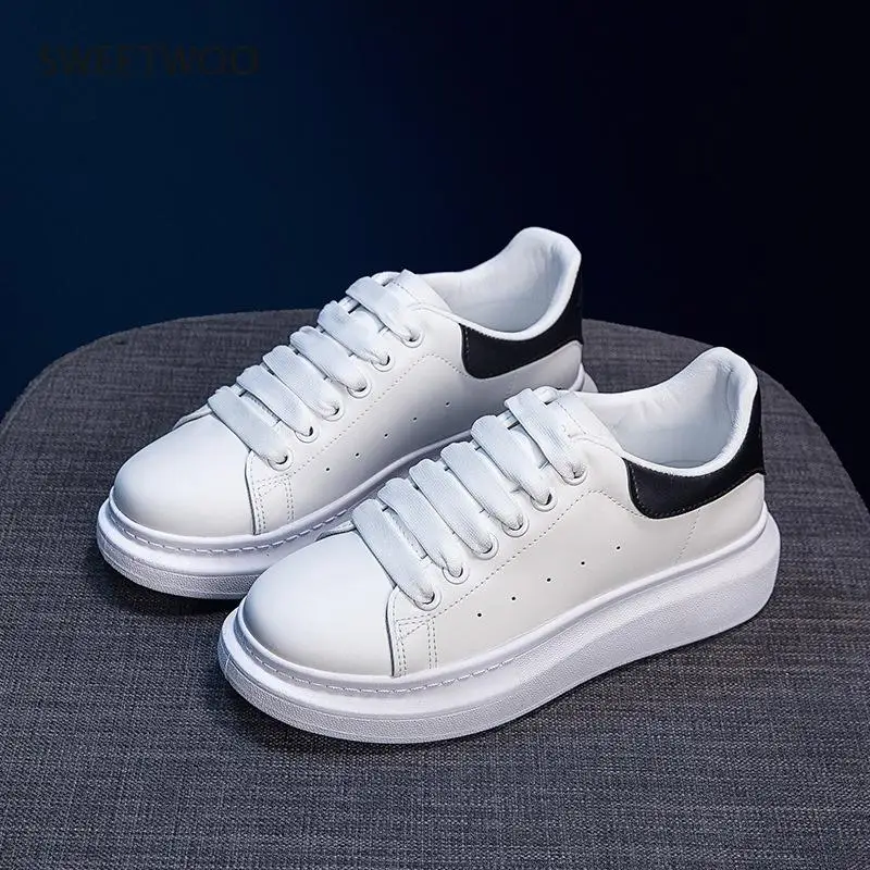 

Thick-Soled Sports Shoes 2021 Spring and Summer Women's Shoes Slope Heel Lace-Up Breathable Casual Thick White Shoes Women