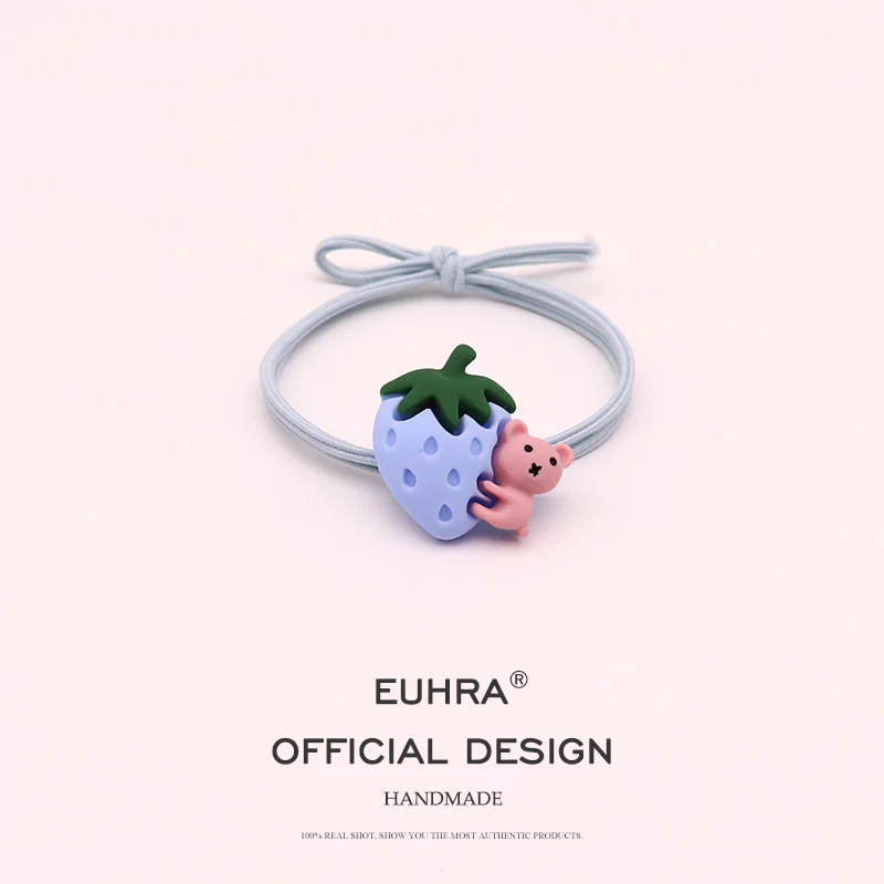 EUHRA, 5 цветов, маленькие мишки, клубника, эластичные резинки для волос для женщин и девочек, детские аксессуары для волос, резинка - Цвет: Color A