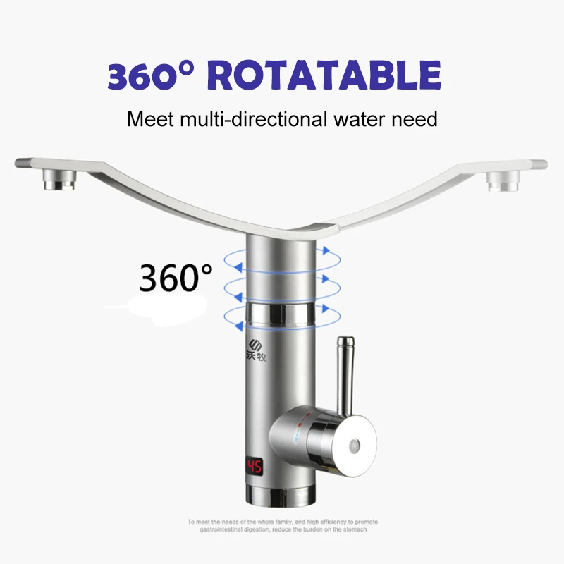 

3000W Electric Kitchen Water Heating Tap Instant Hot Water Faucet Heating Tankless Water Heater LED Display