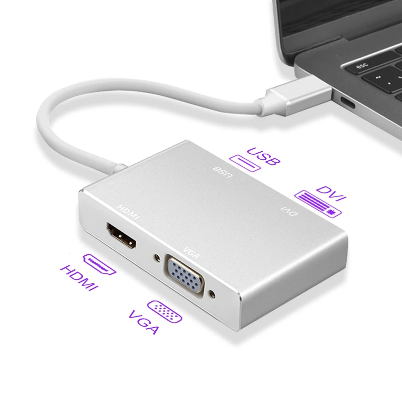USB 3 1 концентратор C Type к HDMI совместимый VGA DVI 0 адаптер 4 в кабель для ноутбука Macbook