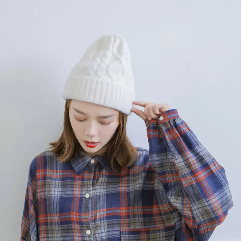 

Women Baggy Winter Warm Ski Cap 2019 Soft Stretchy Knit Beanie Hat Cap Ladies Solid Color Autumn Hats Fashion Trendy Casual Cap