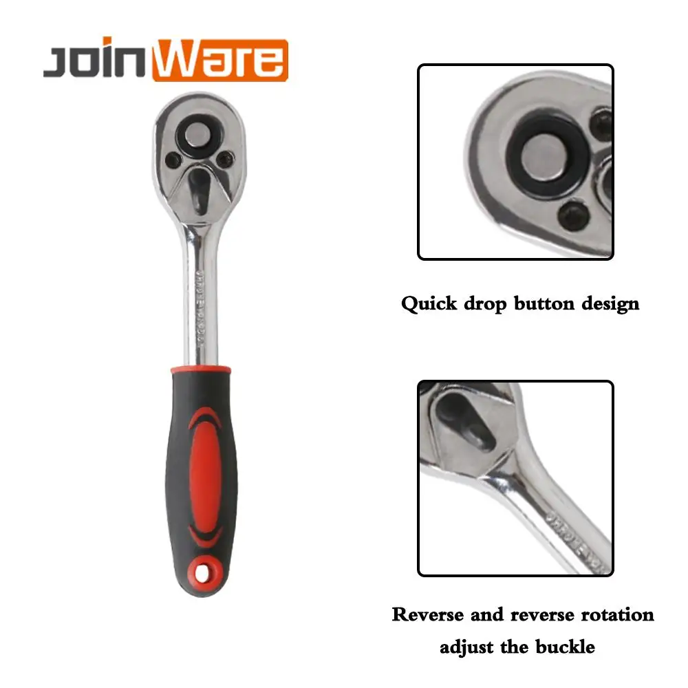 

46pcs 1/4 Chrome Vanadium Steel Socket Wrench Extended Hand Ratchet Torque Wrench Kit Household Auto Repair Tool