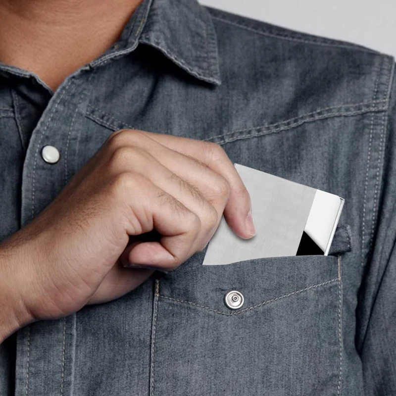 

Business Card Cases 4 Pack Business Card Holders, Stainless Steel Storage Holders Pocket Cases for ID Cards Credit Cards