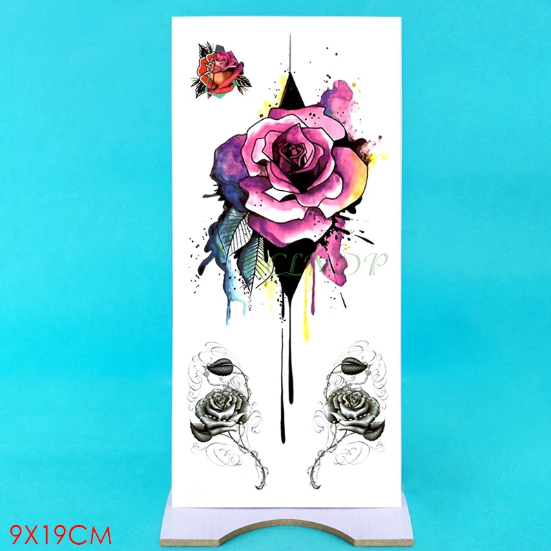 Водостойкая Временная тату-наклейка акварельные розовые красные чернила