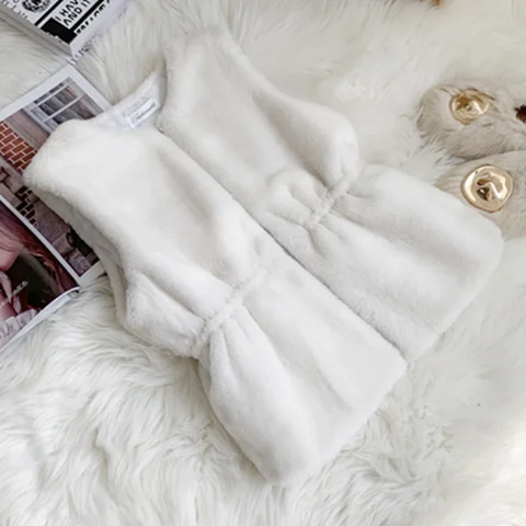 

Faux Fur Keeps Warm In Autumn and Winter, Ladies Waist Plus Cotton Wool Coat Rabbit Fur Waistcoat Vest