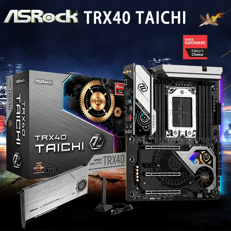 Günstig Buchse STRX4 ASRock TRX40 Taichi Motherboard AMD DDR4 256GB PCI-E 4,0 M.2 Desktop AMD TRX40 Placa-Mãe STRX4 USB 3,2 ATX Neue