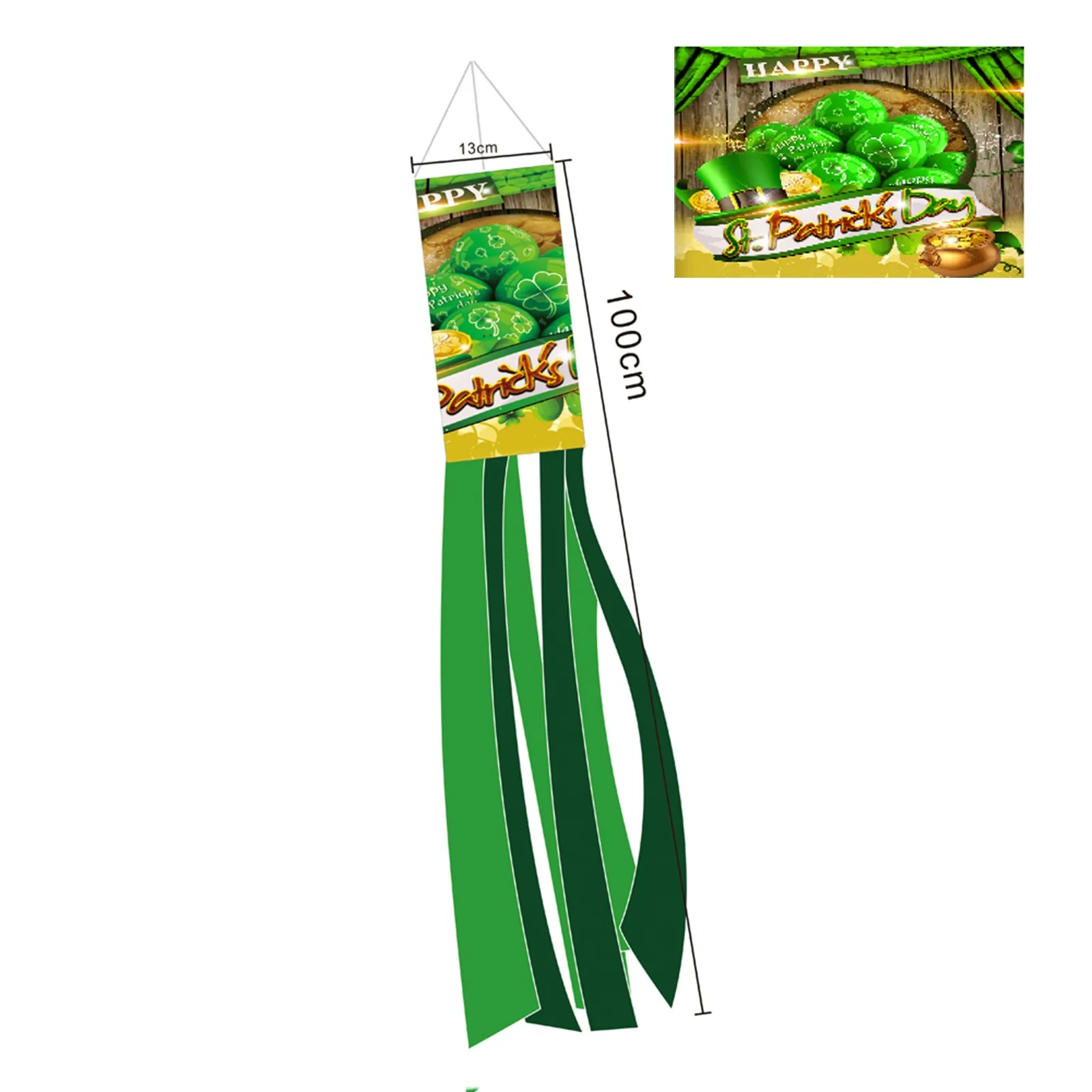 

Happy St. Patrick's Day Windsock Garden Decoration New Windsock Polyester Garden Windsock Lawn Garden Party Decoration T5