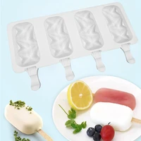 silicone ice cream molds 4 slots ice cube tray food safe popsicle maker diy homemade freezer ice lolly mould home ice cream tool