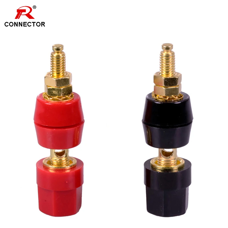 50 шт. 4 мм хомутические Кабельные Клеммы латунь с позолоченным красным и черным