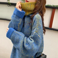 turtleneck warm thick sweater women autumn and winter clothing new lazy wind ins super fire loose large size base sweater