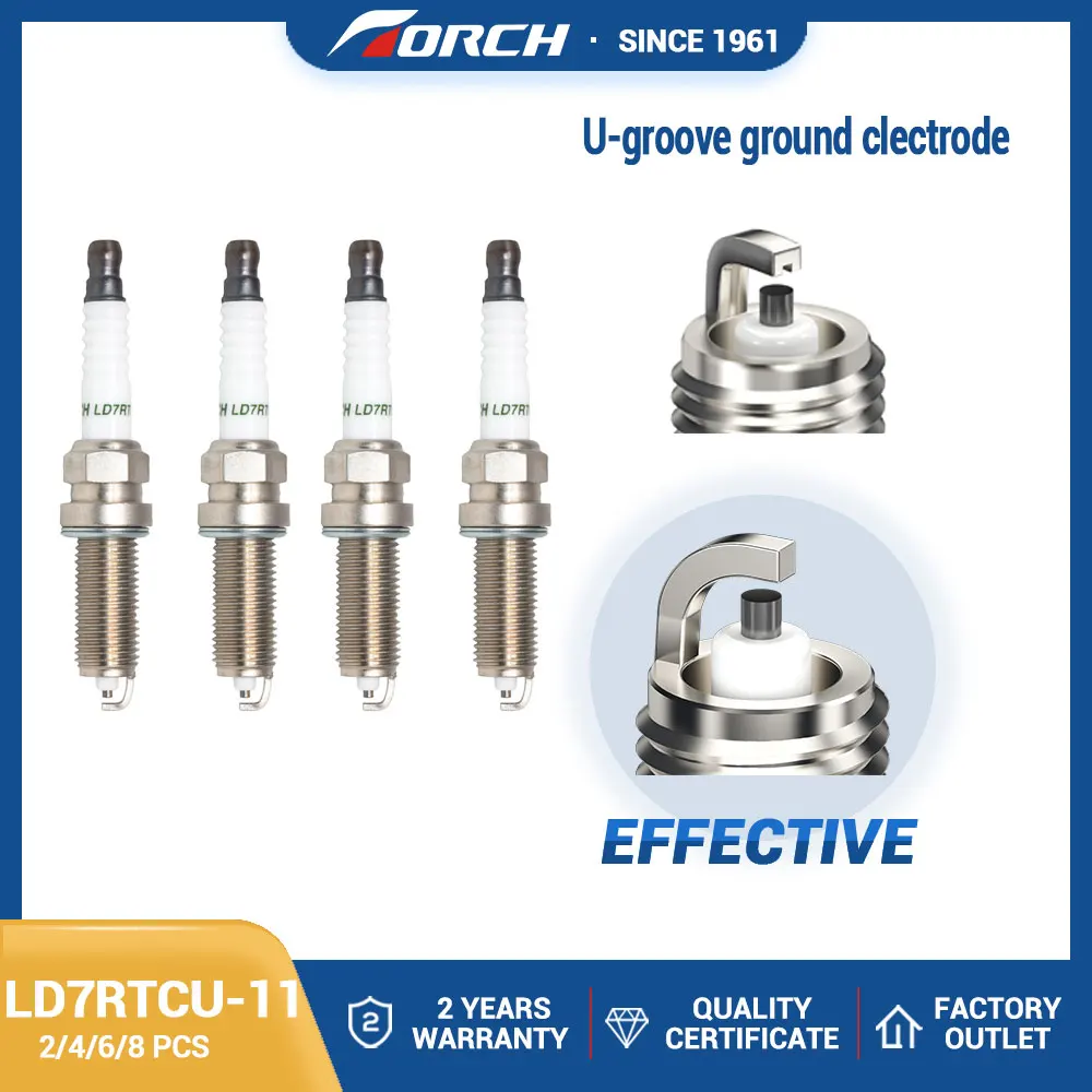 

(Pack of 4-8) Car Candles Power TORCH Spark Plugs LD7RTCU-11 for Toyota Nissan Honda SUBARU MAZDA U-groove Ground Clectrode