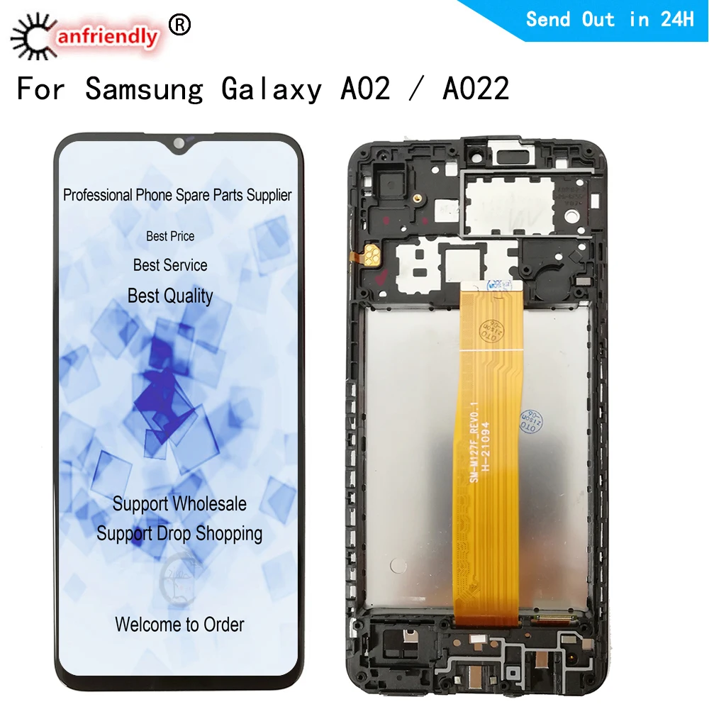 Pantalla LCD de 6,5 pulgadas para m&oacute;vil, digitalizador de pantalla t&aacute;ctil con marco de repuesto, para Samsung Galaxy A02 2021 SM-A022F A022M-0
