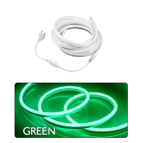 set green 220 В неоновая лента гибкая светодиодная лента Светодиодная лента Световой диод светодиодный SMD 2835 Водонепроницаемая Рождественская декоративная лента - Испускаемый цвет: set green