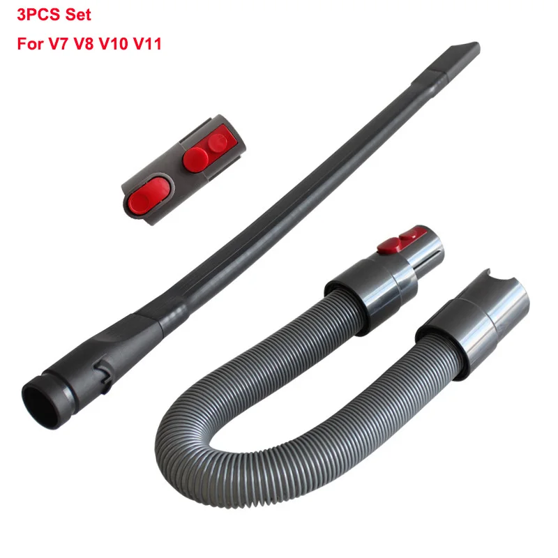 3pcs Set Replacement Parts Vacuum Cleaner Accessories Stretchable Hose Adapter Suction Head Flat Suction for Dyson V7 V8 V10 V11