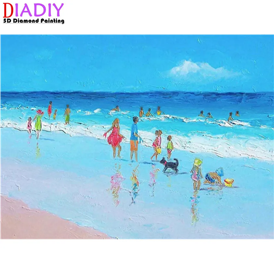 

Beach Scenery Travel Diy 5D Diamond Paintings Seaside Vacation Full Square and Round Embroidery Mosaic Cross Handmade Home Decor