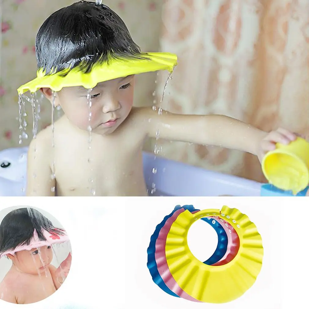 

Baby Children Kids Safe Shampoo Bath Bathing Shower Cap Hat Wash Hair Shield Adjustable Elastic Shampoo Cap