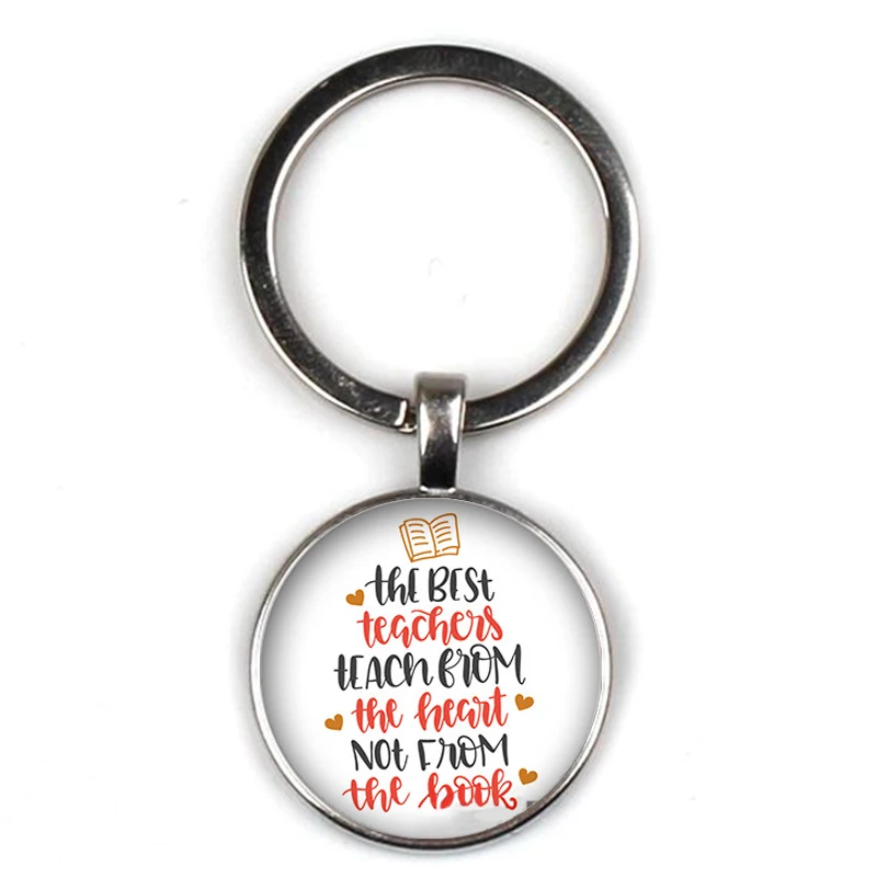 Новый подарок на День учителя 2020 года - брелок украшение "Спасибо, учитель" с милым узором, стеклянное круглое кольцо на сумочку.