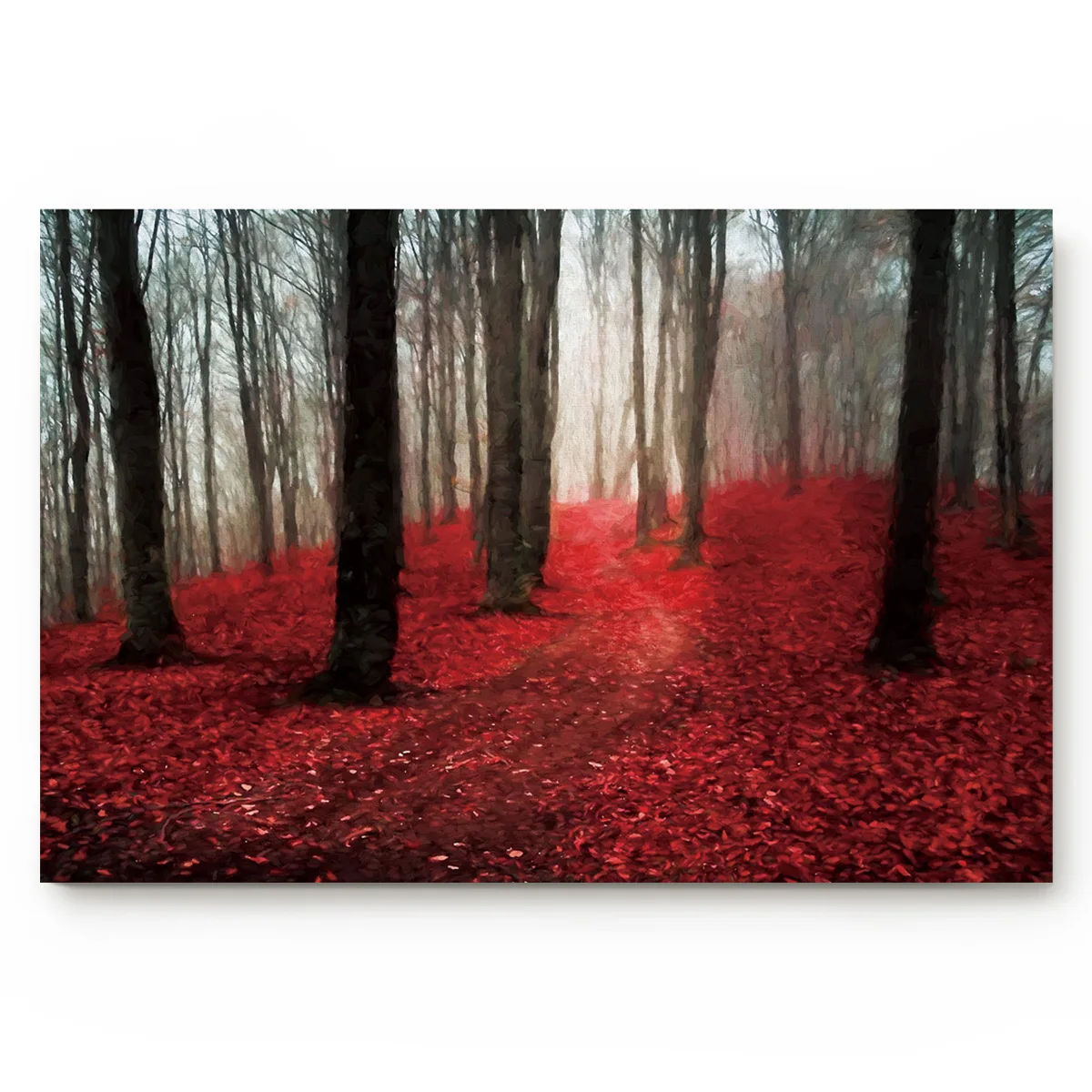 Красивые декоративные коврики для ванной комнаты с изображением красных листьев