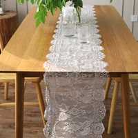 1pc white lace table runner black table cover chair sash for hotel banquet wedding valentine party table decoration supplies