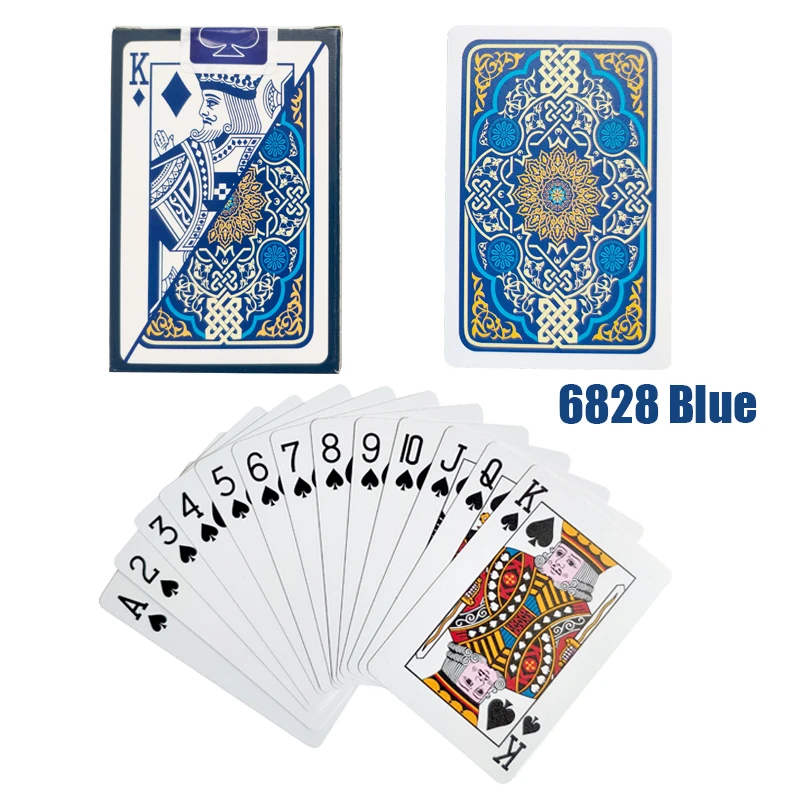 6828 BLUE Шаблон Baccarat пластиковые водонепроницаемые игральные карты игры техасский холдем покер карты; настольные игры 58*88 мм карты - Цвет: 6828 BLUE