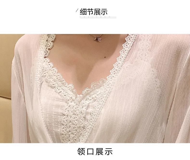 

Korean version lace halter dress white v-neck stripe elastic waist