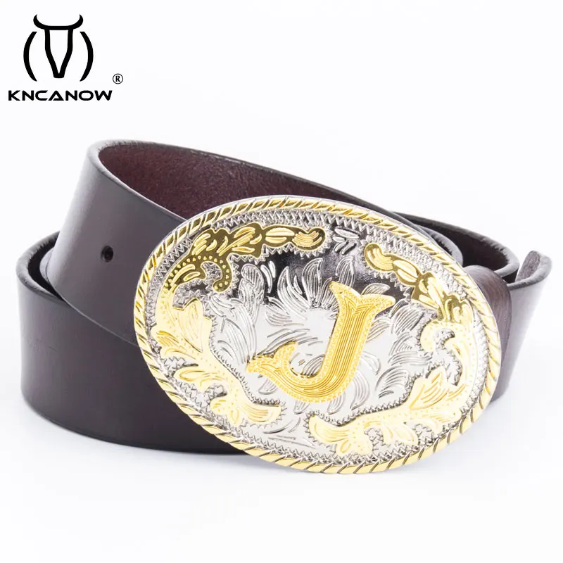 Fashion Casual Cow Leather Letterj Western Waistband Luxury Brand Designer Belt For Men High Guality Gifts Jeans Ceinture Homme