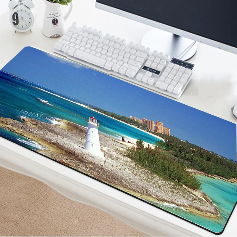 Коврик для мыши Yuzuoan 400x900 синий морской натуральный каучук нескользящий