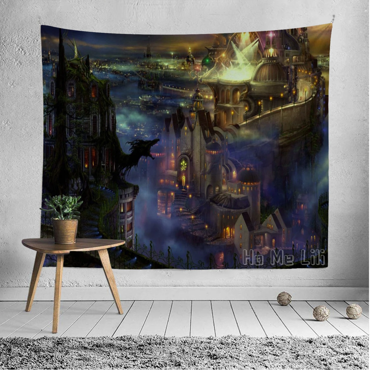 Tapiz de fantas&iacute;a de ciudad de noche, Interior, dise&ntilde;o &uacute;nico-1