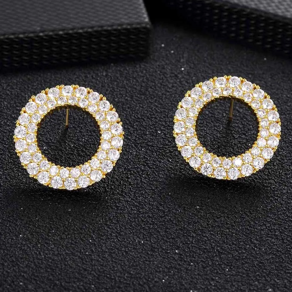 

Delicate Minimalist Tiny Micro CZ Rhinestone Circle Stud Earrings For Women Girls Cubic Zirconia Party Jewelry Gifts