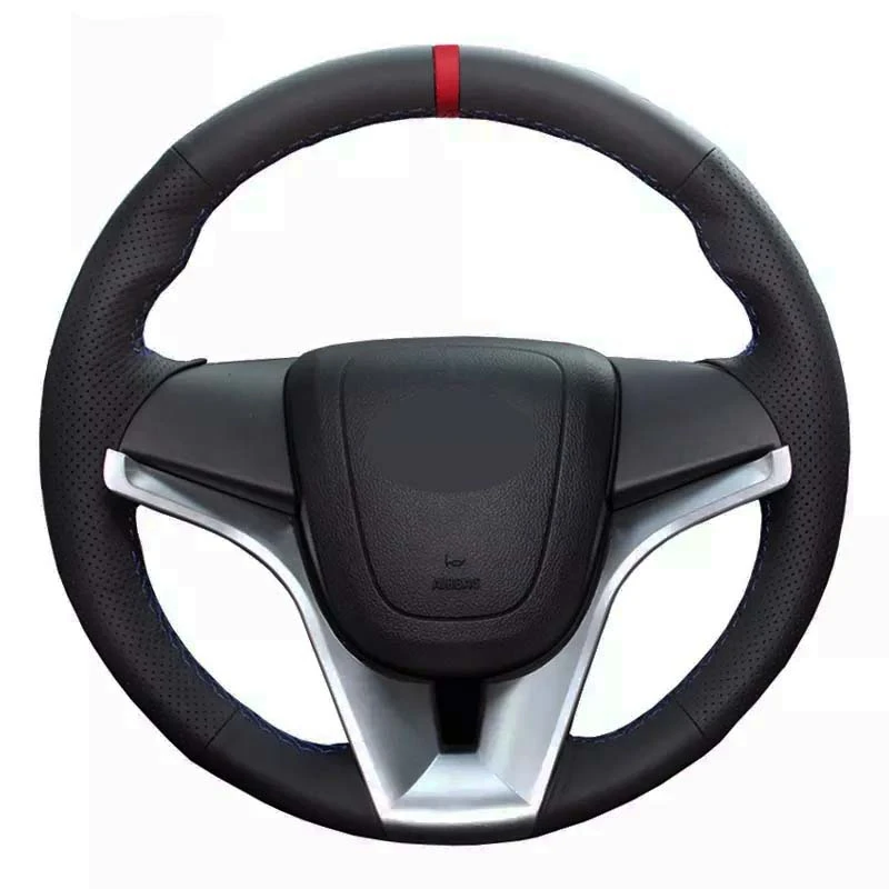 

Car Steering Wheel Cover Soft Hand-Stitched Black Genuine Leather For Chevrolet Cruze Aveo Orlando Holden Cruze Ravon R4