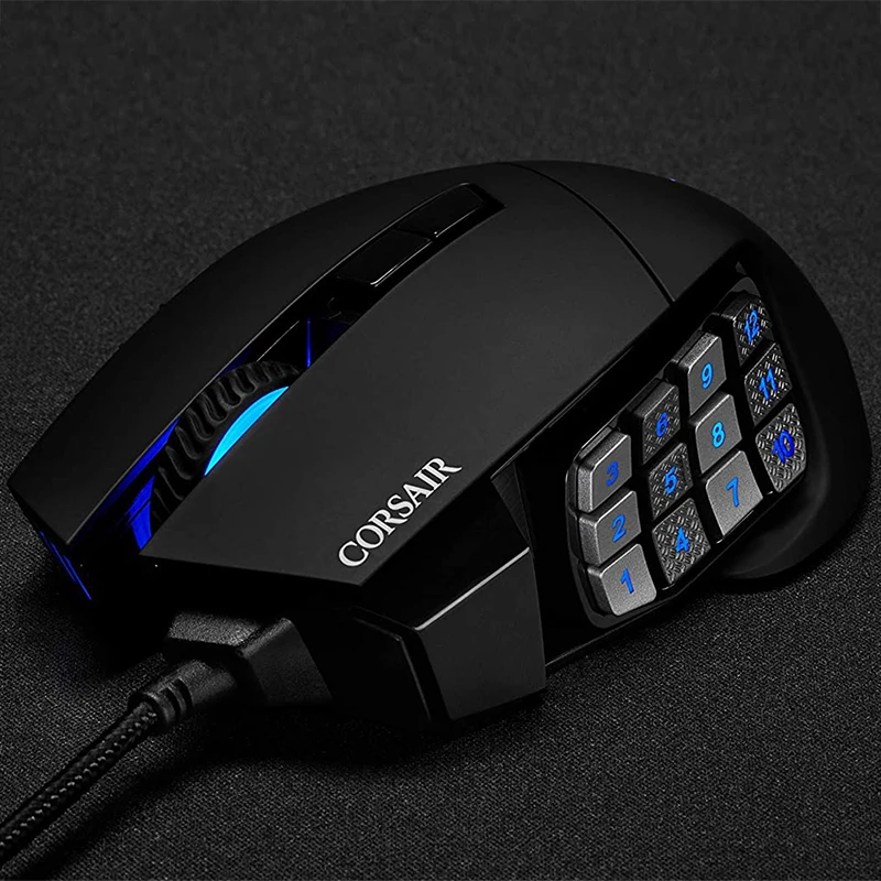 Мышь игровая CORSAIR SCIMITAR RGB ELITE мышь MOBA/MMO черная со светодиодной подсветкой 18000 DPI