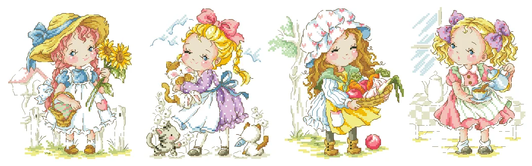 HH птицы и персиковые цветы Счетный набор вышивки крестиком RS хлопок с Сода