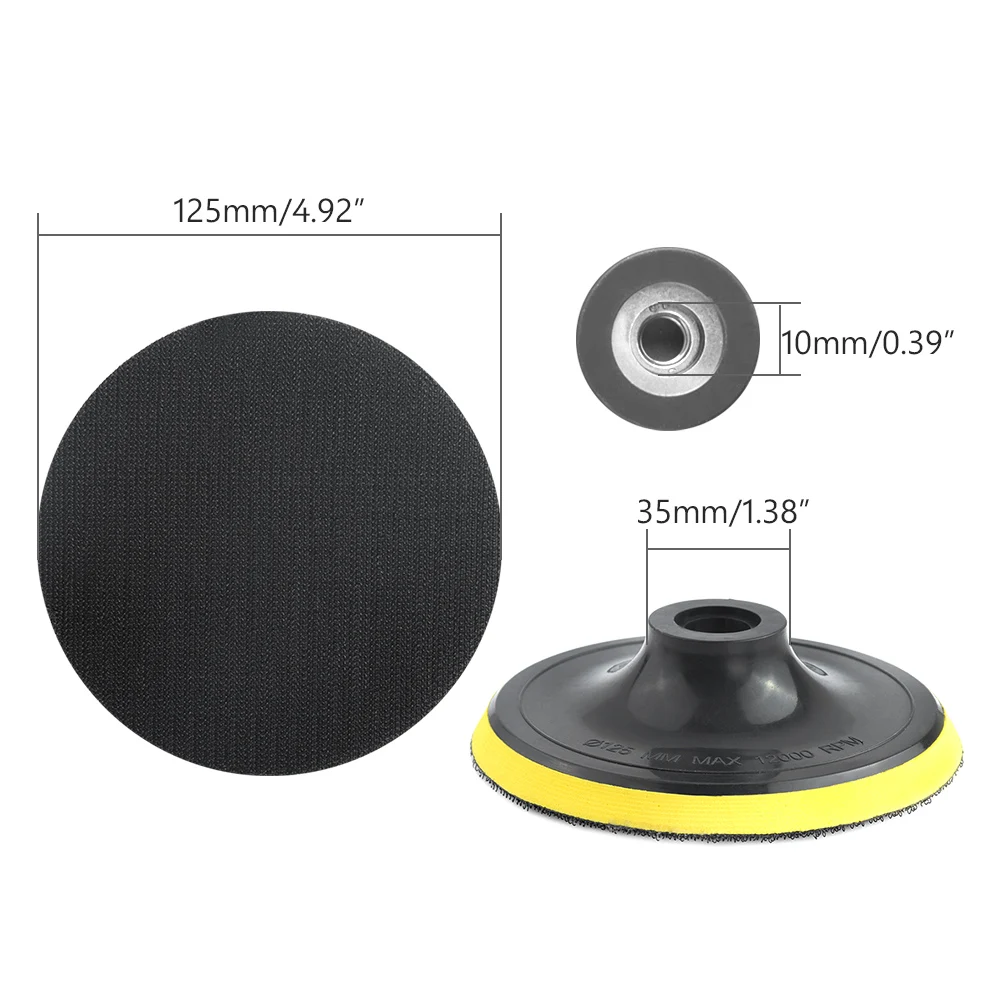 M10 125MM " 125 мм держатель диска наждачной бумаги M8 M10 M14 для деревообработки самоклеющиеся шлифовальные дисковые колодки для Dremel электрический шлифовальный станок инструмент - Цвет: M10 125MM