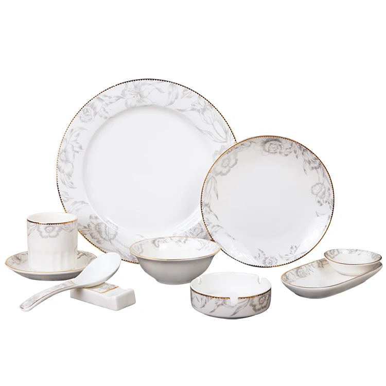 Европейский стиль керамический набор посуды Золотая инкрустация фарфоровая