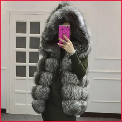 Пушистое Женское пальто из искусственного меха 2020 лисьего длинное тонкое