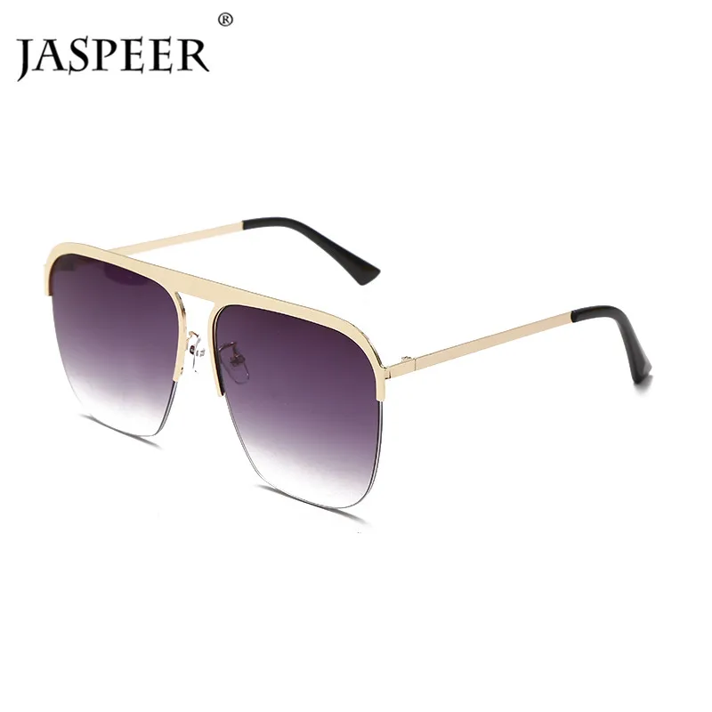 

JASPEER 2021 Oversized Sunglasses Women Steampunk Half Frame Sun Glasses Men UV400 Driving Punk Shades Anti-UV Fashion Eyewear