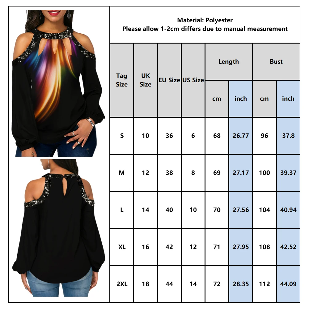 Женская футболка с длинным рукавом и блестками принтом|Футболки| |