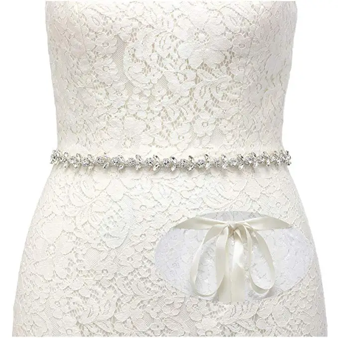 Bridal Belt 14Silver Ручной работы Серебряный свадебный пояс стразы на поясе аппликация для вечерних выпускных платьев свадебное украшение белый бежевый пояс лента - Цвет: Bridal Belt 14Silver