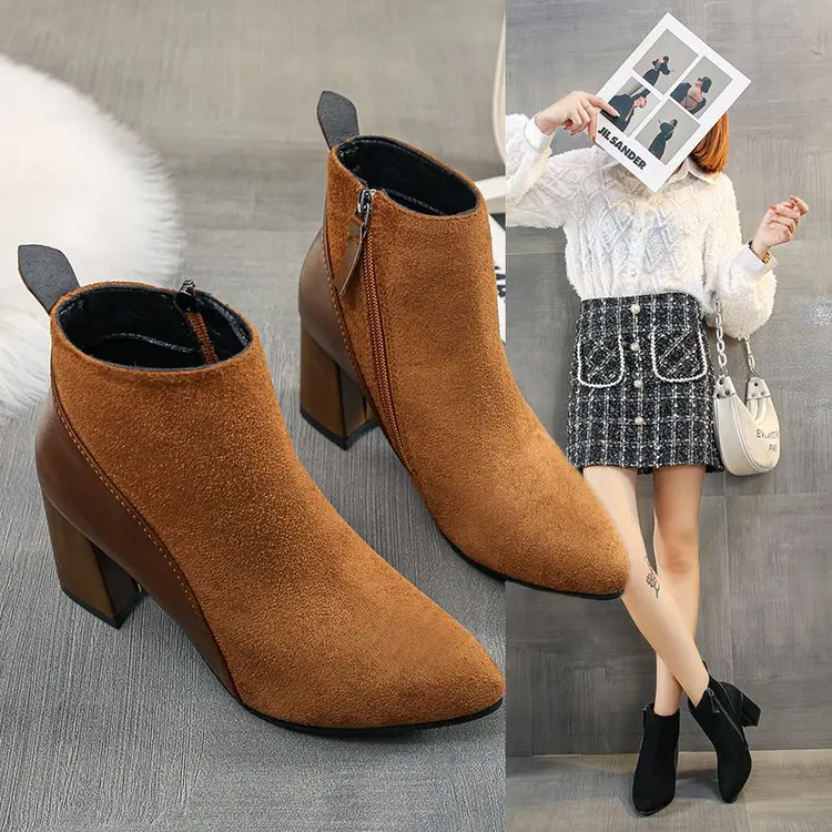 

2023 Winter Women Platform Boots Chunky Ankle Booties Female Leather Zipper Round Toe Boots Ladies Shoes Combat Boot Botas Mujer